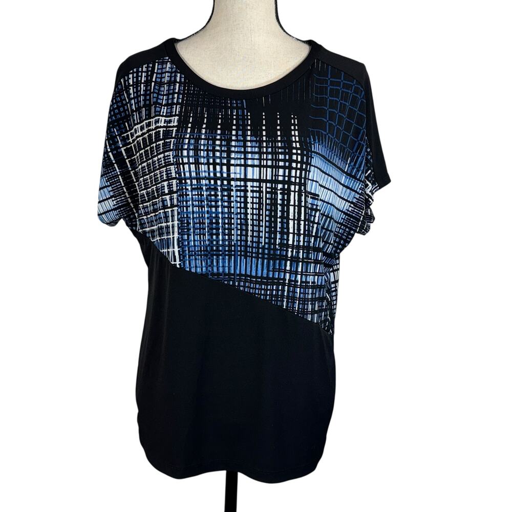 Liz Claiborne Medium Top Geometric Stretch Dolman Sleeves Pullover Round Neck